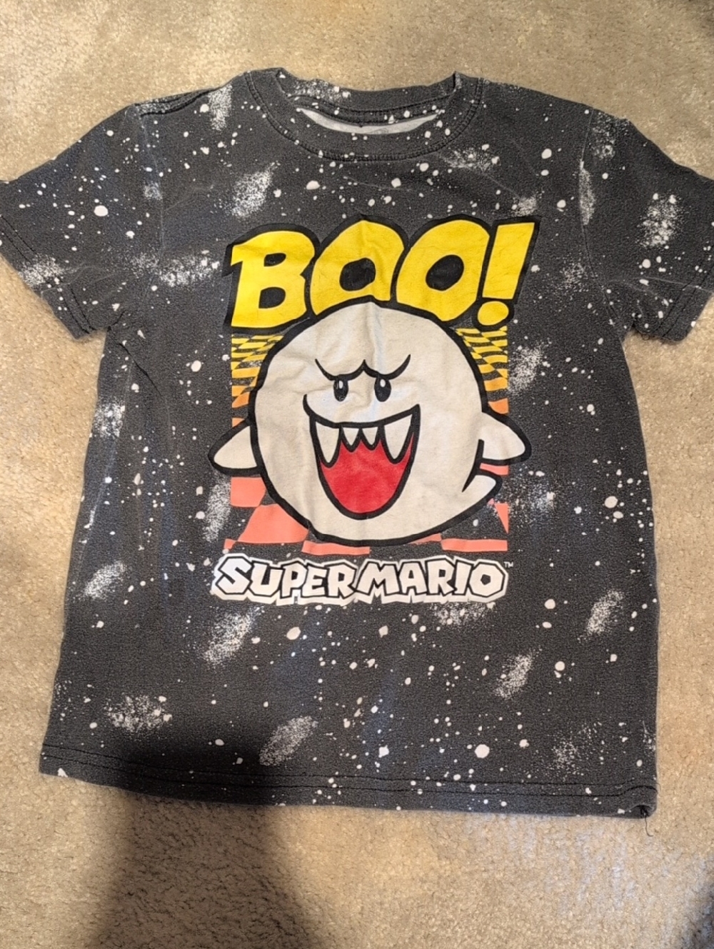 Nintendo Black Graphic Tee with Yellow Boo and Red Accent